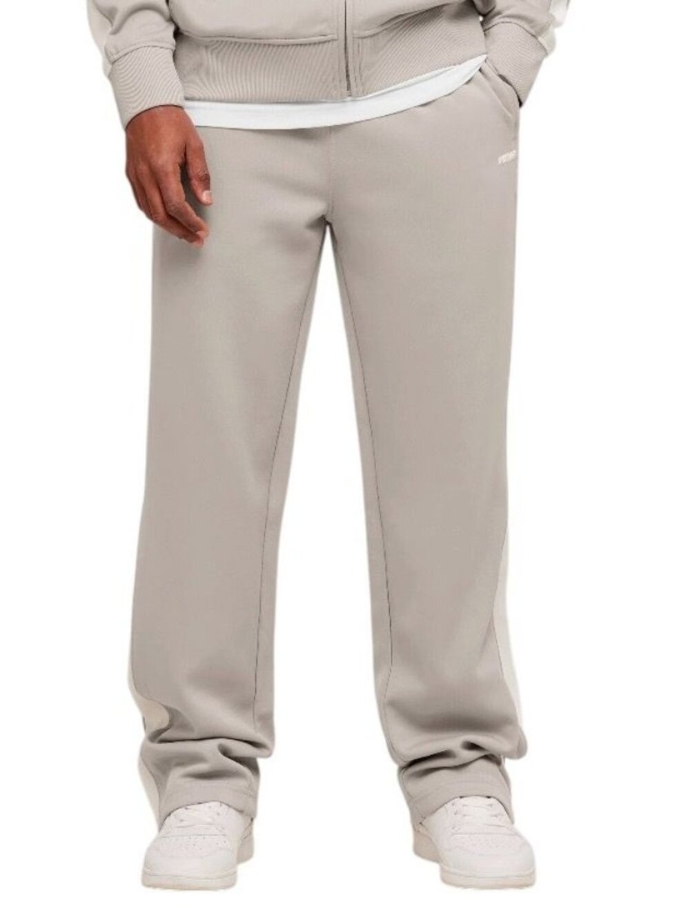 Gymshark Men's Athletic Pants Mushroom Grey Striped L Comfortable Fit
